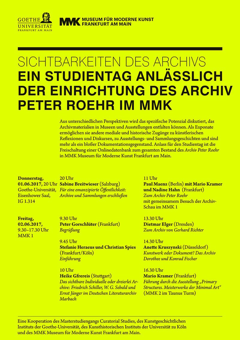 Plakat Studientag Sichtbarkeiten des Archivs, 2017
