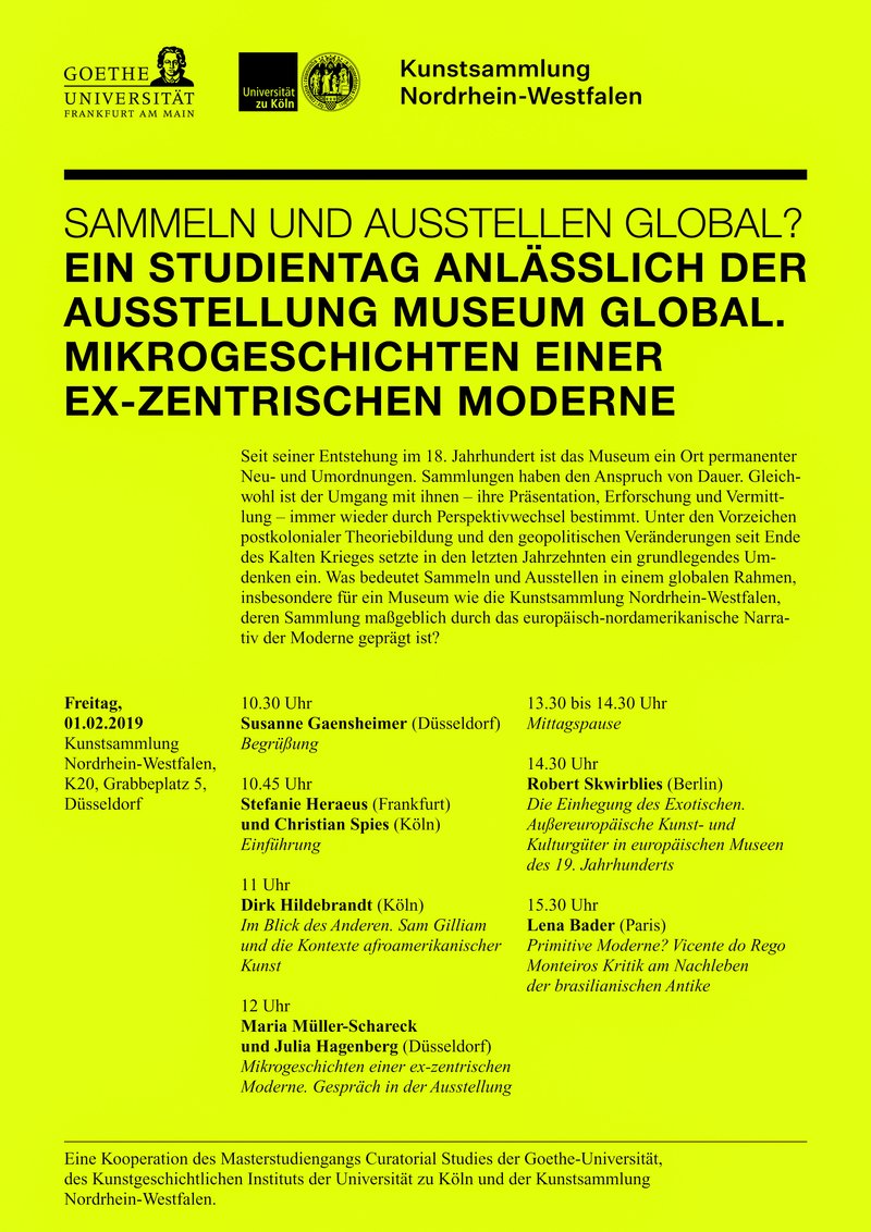 Plakat Studientag Sammeln und Ausstellen Global?, 2019