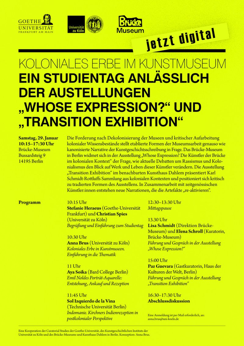 Plakat Studientag Koloniales Erbe im Kunstmuseum, 2022