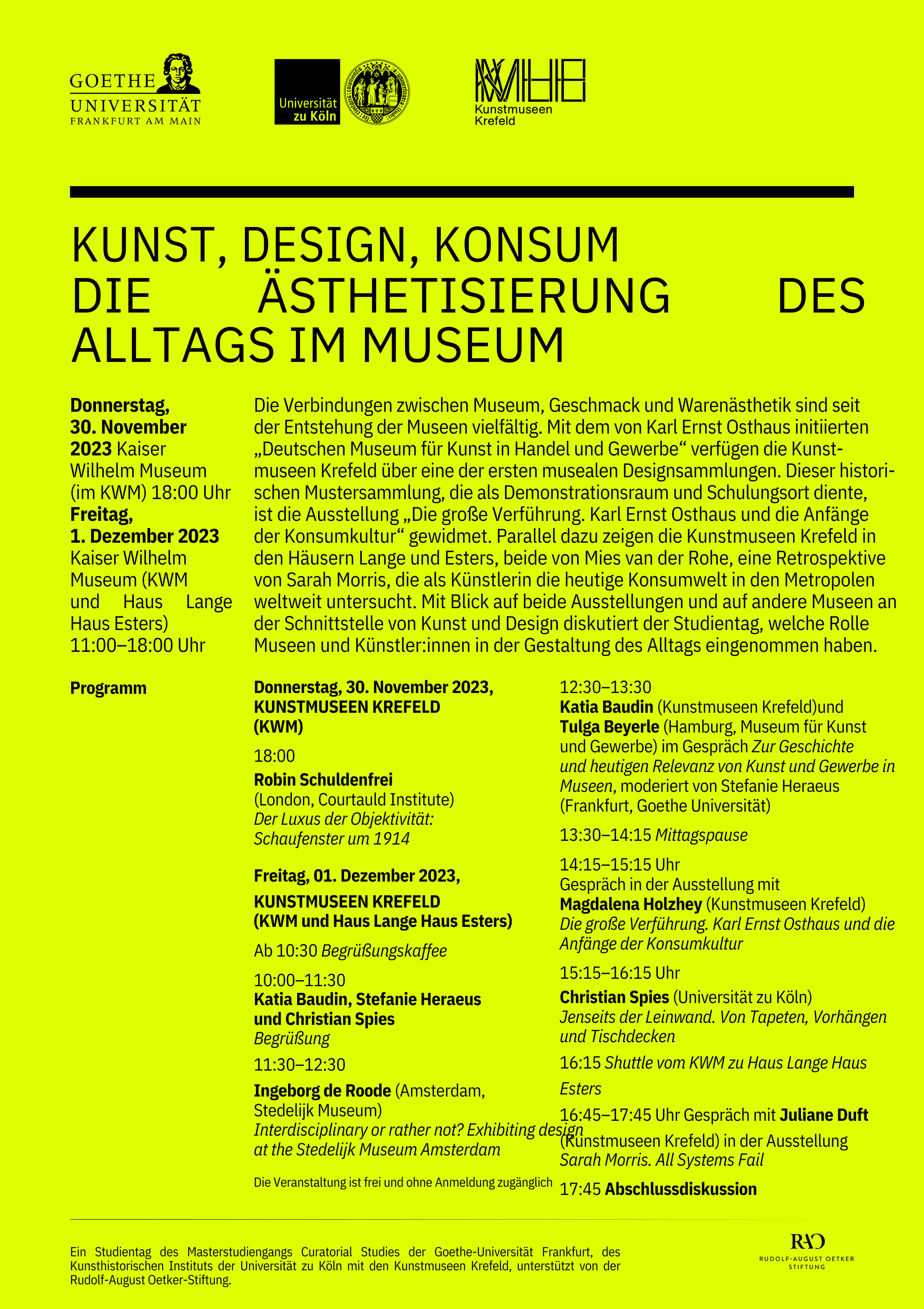 Plakat Studientag Kunst, Design, Konsum. Die Ästhetisierung des Alltags im Museum, 2023