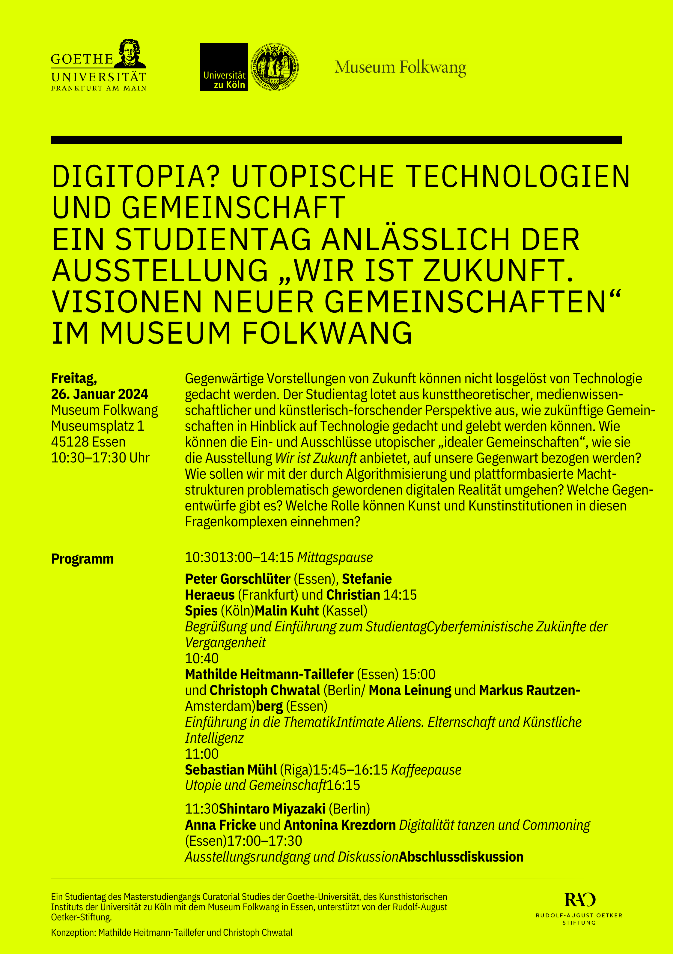 Plakat Studientag Digitopia? Utopische Technologien und Gemeinschaft, 2024